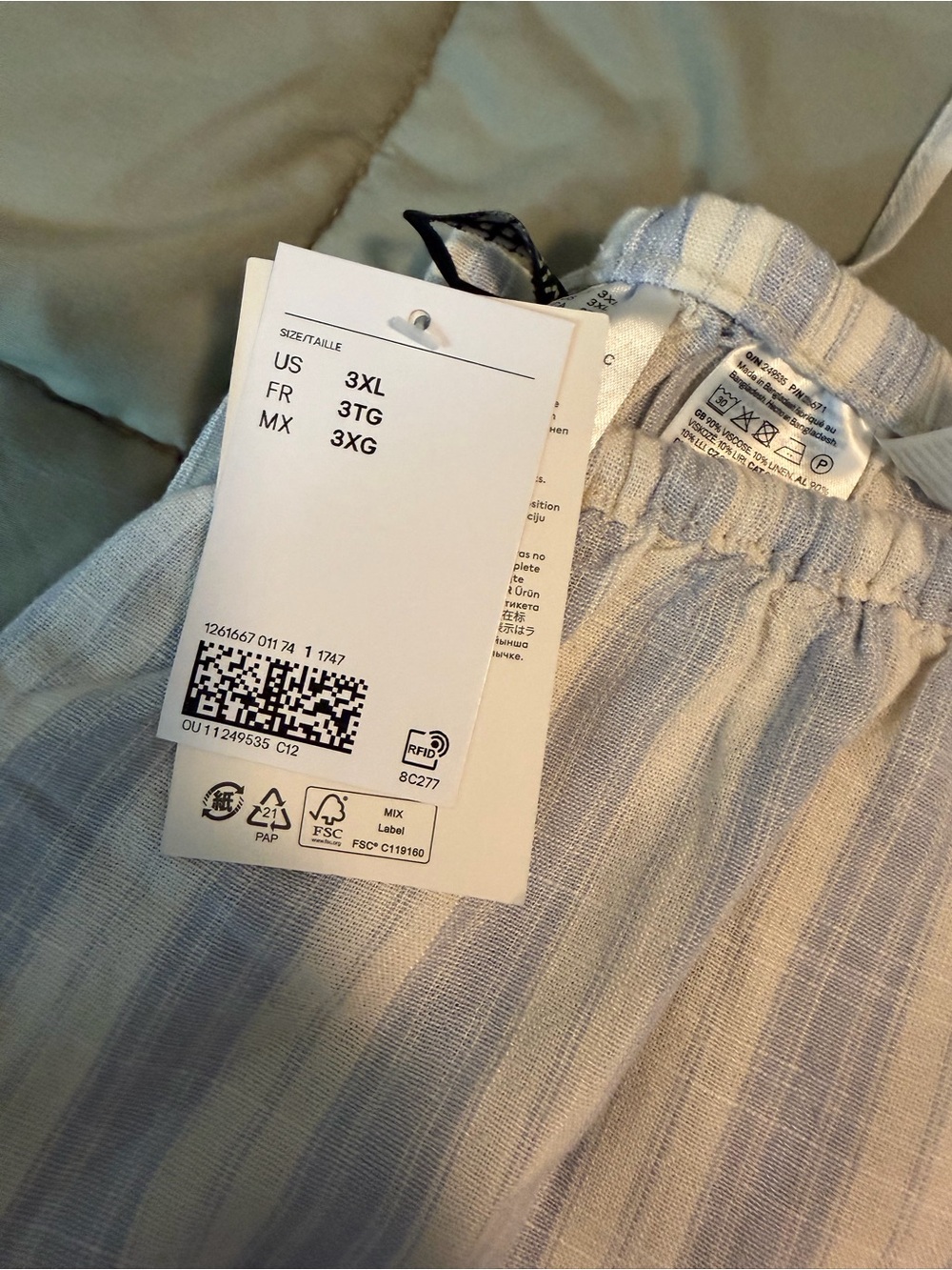 Women’s Light Blue & White Stripe Linen Pants - Picture 2 of 2